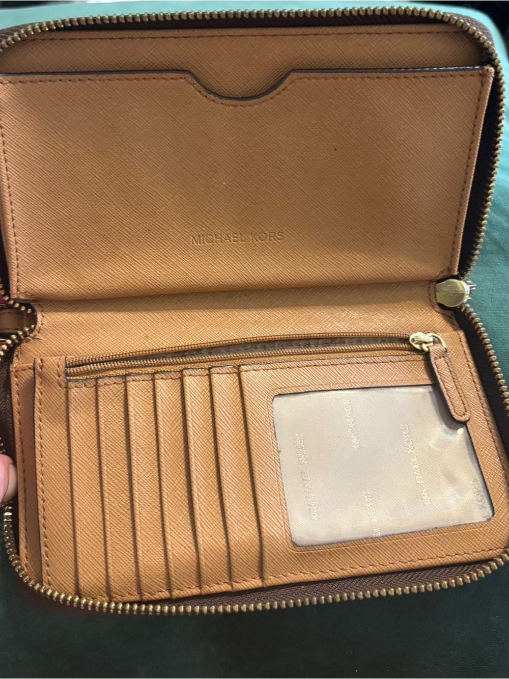 Michael Kors Jet Set Travel Signature Continental Zip Wristlet Wallet – Brown MK